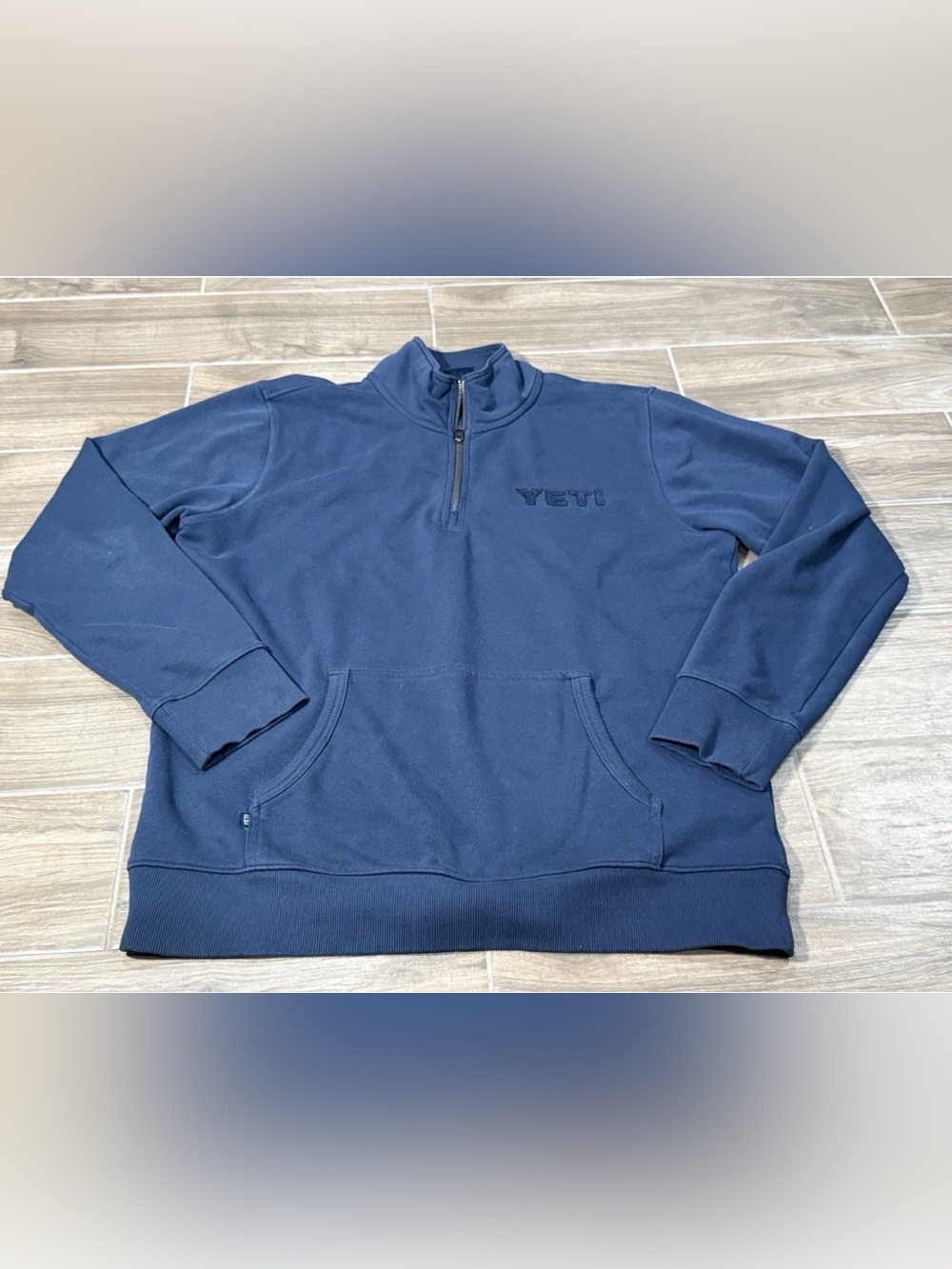 YETI Men’s Sweater | 1/4 zip pullover with kangaroo pocket Size XL Navy Winter